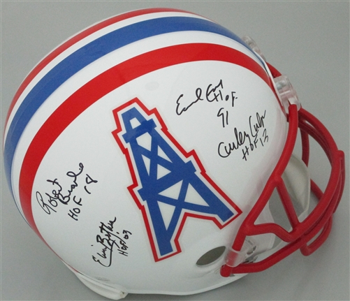 CAMPBELL BRAZILE BETHEA & CULP SIGNED FULL SIZE OILERS HELMET - JSA