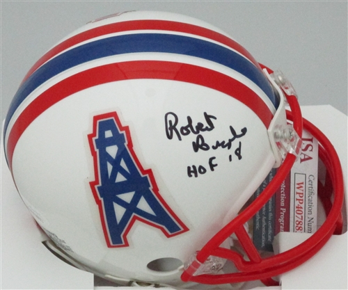 ROBERT BRAZILE SIGNED OILERS MINI HELMET - JSA
