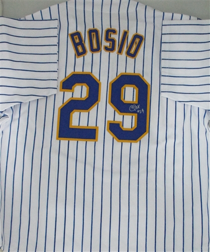 CHRIS BOSIO SIGNED CUSTOM REPLICA BREWERS RETRO JERSEY