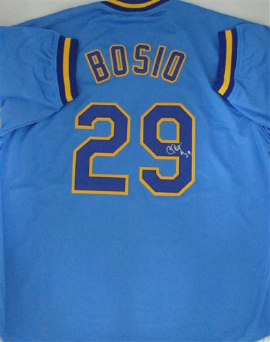 CHRIS BOSIO SIGNED CUSTOM REPLICA BREWERS BLUE JERSEY