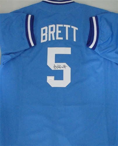 GEORGE BRETT SIGNED CUSTOM REPLICA ROYALS BLUE JERSEY - JSA