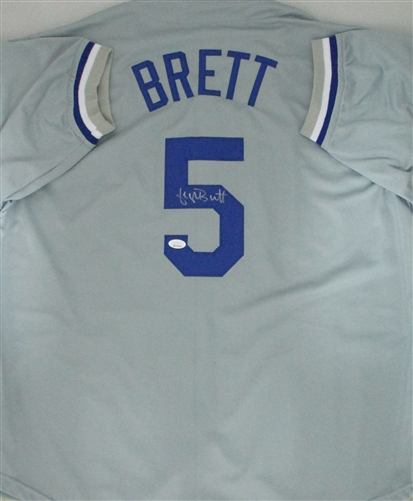 GEORGE BRETT SIGNED CUSTOM REPLICA ROYALS GREY JERSEY - JSA