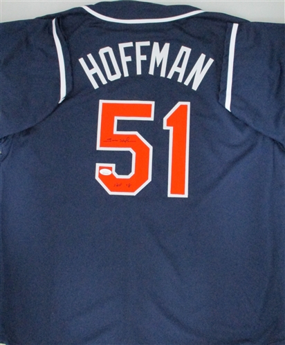 TREVOR HOFFMAN SIGNED CUSTOM REPLICA SD PADRES JERSEY W/ HOF - JSA