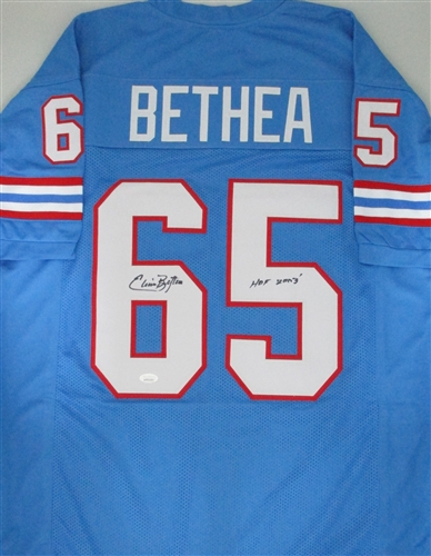 ELVIN BETHEA SIGNED CUSTOM REPLICA HOUSTON OILERS JERSEY W/ HOF - JSA