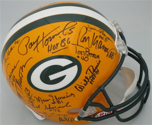 GREEN BAY PACKERS LOMBARDI ERA MULTI SIGNED FULL SIZE REPLICA HELMET - TEAM GREEN BAY PACKERS LOMBARDI ERA MULTI SIGNED FULL SIZE REPLICA HELMET - TEAM