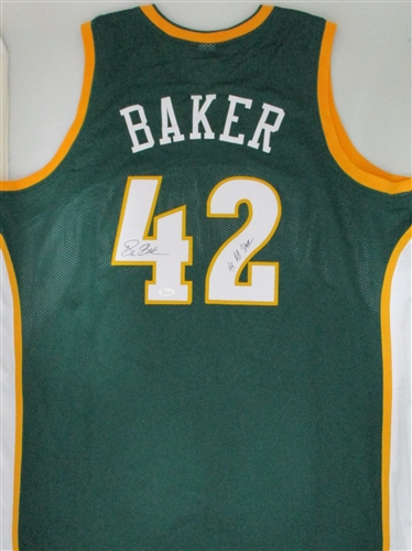 VIN BAKER SIGNED CUSTOM REPLICA SEATTLE SONICS JERSEY W/ 4 X ALL STAR - JSA