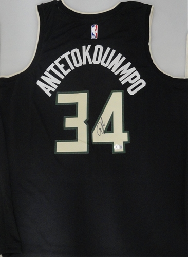 GIANNIS ANTETOKOUNMPO SIGNED NIKE SWINGMAN BUCKS BLACK JERSEY - BECKETT GIANNIS ANTETOKOUNMPO SIGNED NIKE SWINGMAN BUCKS BLACK JERSEY - BECKETT