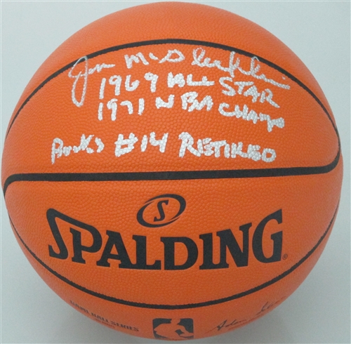 JON McGLOCKLIN SIGNED REPLICA SPALDING BASKETBALL W/ 3 INSCRIPTIONS - BUCKS JON McGLOCKLIN SIGNED REPLICA SPALDING BASKETBALL W/ 3 INSCRIPTIONS - BUCKS