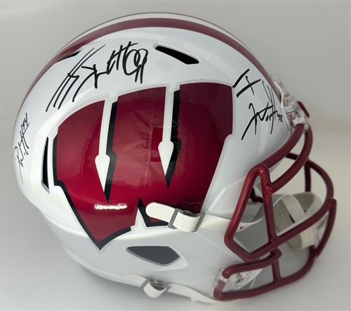 JJ WATT, TJ WATT & DEREK WATT TRIPLE SIGNED FULL SIZE WI BADGERS REPLICA SPEED HELMET - BAS JJ WATT, TJ WATT & DEREK WATT TRIPLE SIGNED FULL SIZE WI BADGERS REPLICA SPEED HELMET - BAS