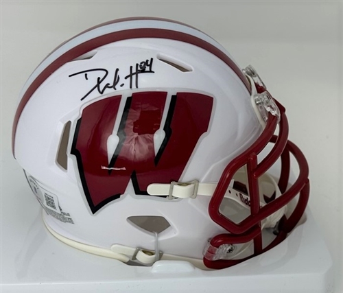 DEREK WATT SIGNED WI BADGERS RIDDELL SPEED MINI HELMET - BAS