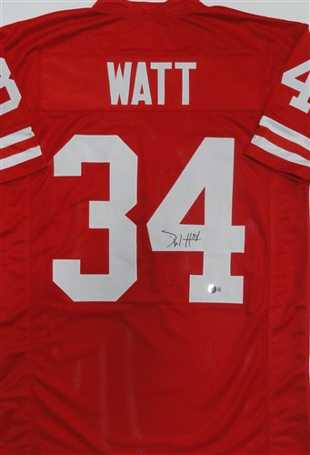 DEREK WATT SIGNED CUSTOM REPLICA WI BADGERS JERSEY - BAS
