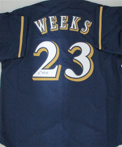 RICKIE WEEKS SIGNED CUSTOM REPLICA BREWERS NAVY JERSEY - JSA