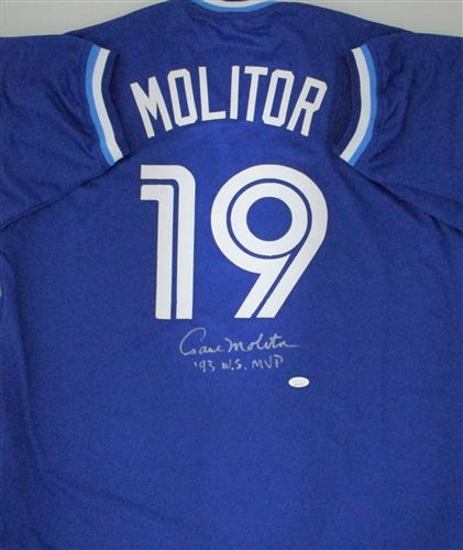 PAUL MOLITOR SIGNED CUSTOM BLUE JAYS JERSEY W/ WS MVP - JSA