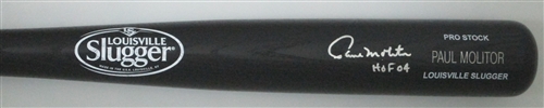 PAUL MOLITOR SIGNED LOUISVILLE SLUGGER NAME ENGRAVED BLACK BAT W/ HOF - JSA