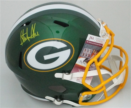 STERLING SHARPE SIGNED FULL SIZE REPLICA FLASH SPEED PACKERS HELMET - JSA STERLING SHARPE SIGNED FULL SIZE REPLICA FLASH SPEED PACKERS HELMET - JSA