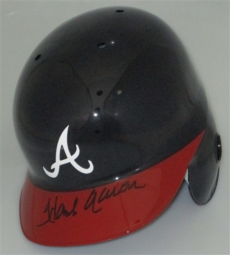 HENRY HANK AARON SIGNED FULL SIZE ATLANTA BRAVES EAR FLAP HELMET - JSA