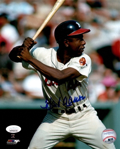 HENRY HANK AARON SIGNED 8X10 MILW. BRAVES PHOTO #17 - JSA