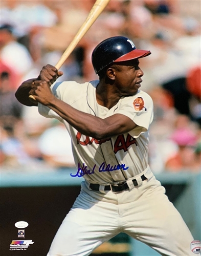 HENRY HANK AARON SIGNED 16X20 MILW BRAVES PHOTO #17 - JSA