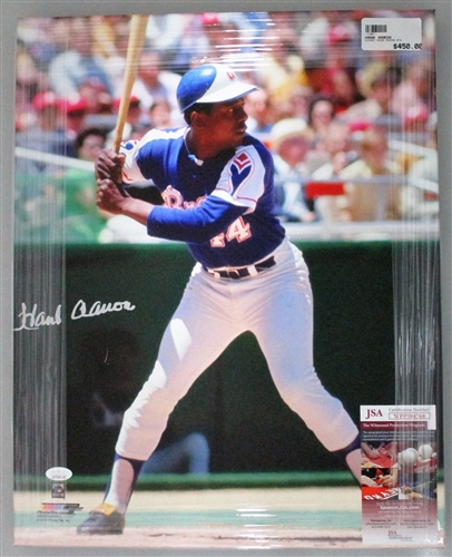 HANK AARON SIGNED 16X20 ATLANTA BRAVES STRETCHED CANVAS #19- JSA