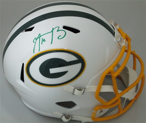 AARON RODGERS SIGNED FULL SIZE PACKERS FLAT WHITE REPLICA HELMET - FAN