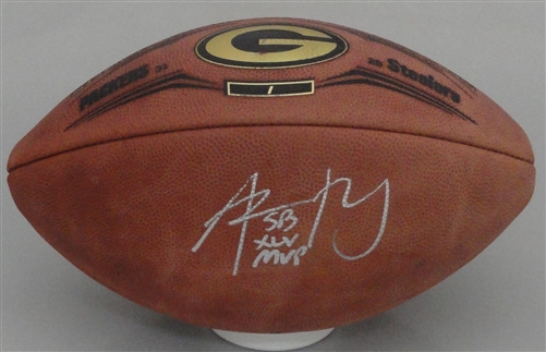 AARON RODGERS SIGNED AUTHENTIC SB XLV CHAMPIONSHIP DUKE FOOTBALL W/ XLV MVP AARON RODGERS SIGNED AUTHENTIC SB XLV CHAMPIONSHIP DUKE FOOTBALL W/ XLV MVP