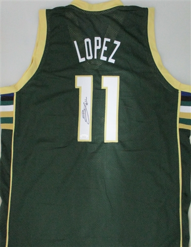 BROOK LOPEZ SIGNED CUSTOM REPLICA MILW BUCKS GREEN JERSEY - JSA