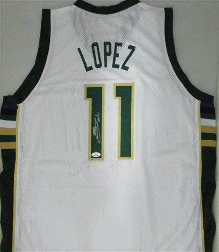 BROOK LOPEZ SIGNED CUSTOM REPLICA MILW BUCKS WHITE JERSEY - JSA