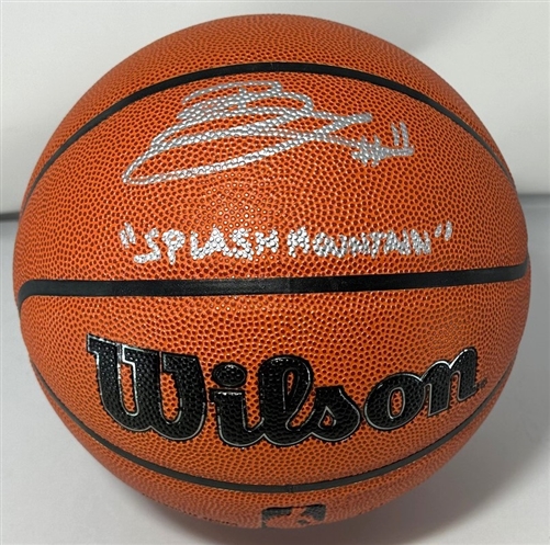BROOK LOPEZ SIGNED WILSON REPLICA FULL SIZE BASKETBALL W/ "SPLASH MTN" - BUCKS - JSA