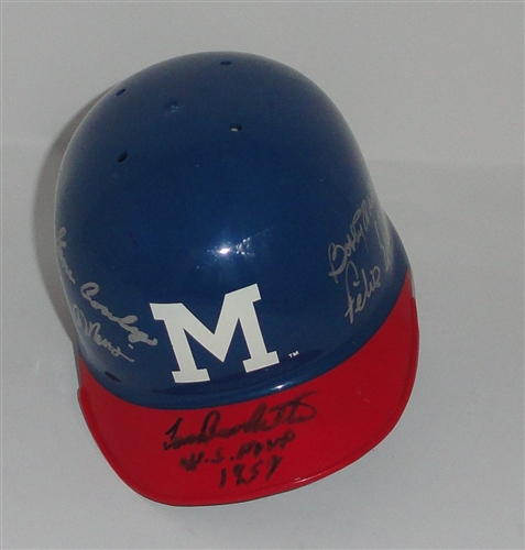 MULTI SIGNED MILWAUKEE BRAVES MINI HELMET - Burdette, Conely, Malkmus & More