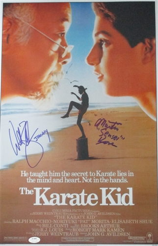 MARTIN KOVE & WILLIAM ZABKA SIGNED THE KARATE KID 11x17 MOVIE POSTER