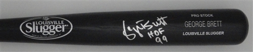ROYALS GEORGE BRETT SIGNED LOUISVILLE SLUGGER BLACK BAT W/HOF - BAS