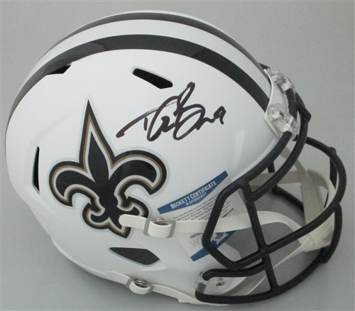 DREW BREES SIGNED FULL SIZE SAINTS REPLICA WHITE HELMET - BCA