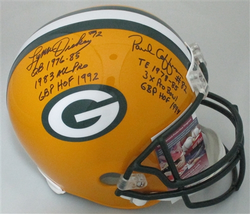 LYNN DICKEY & PAUL COFFMAN DUAL SIGNED PACKERS FULL SIZE REPLICA HELMET W/ SCRIPTS - JSA LYNN DICKEY & PAUL COFFMAN DUAL SIGNED PACKERS FULL SIZE REPLICA HELMET W/ SCRIPTS - JSA