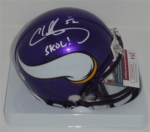 CHAD GREENWAY SIGNED VIKINGS MINI HELMET W/ SKOL - JSA