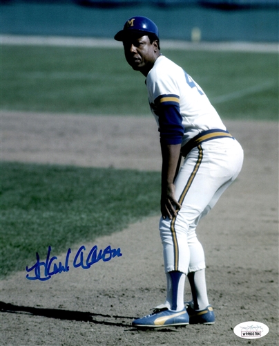 HENRY HANK AARON SIGNED 8X10 MILW. BREWERS PHOTO #1 - JSA