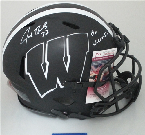 JOE THOMAS SIGNED FULL SIZE WI BADGERS AUTHENTIC ECLIPSE SPEED HELMET W/ ON WI - JSA