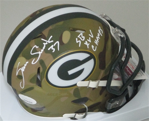 SAM SHIELDS SIGNED PACKERS CAMO SPEED MINI HELMET W/ XLV - JSA