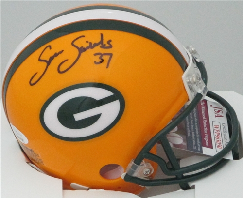 SAM SHIELDS SIGNED PACKERS MINI HELMET - JSA