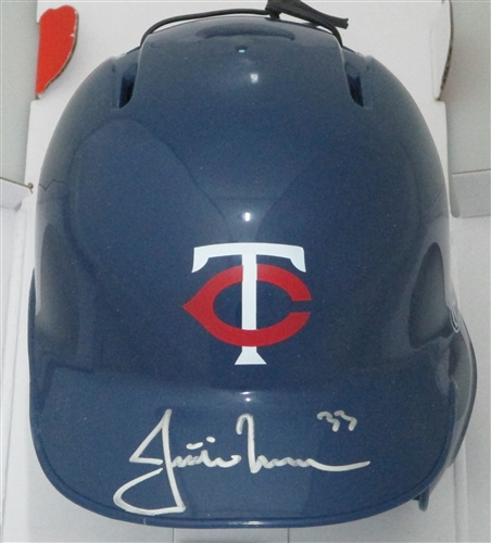 JUSTIN MORNEAU SIGNED RAWLINGS TWINS MINI HELMET