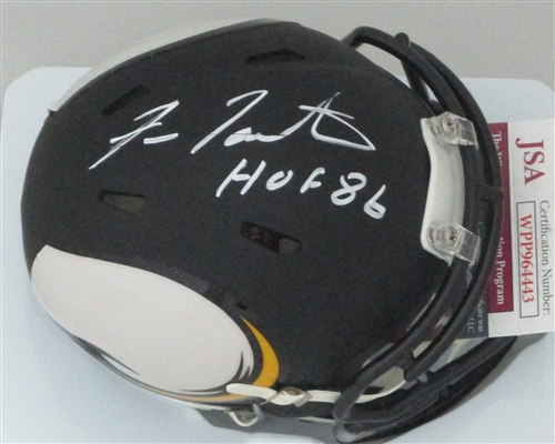 FRAN TARKENTON SIGNED VIKINGS AMP MINI HELMET W/ HOF - JSA