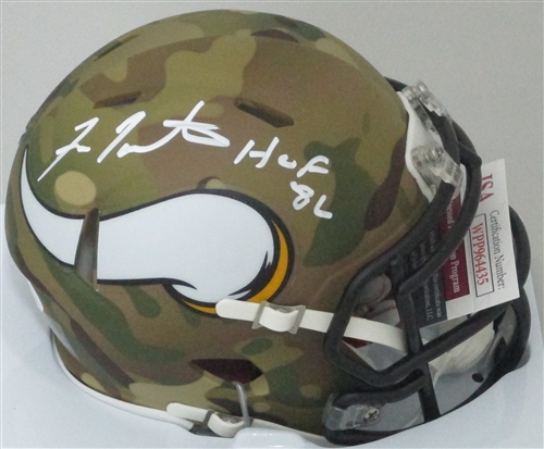 FRAN TARKENTON SIGNED VIKINGS CAMO MINI HELMET W/ HOF - JSA
