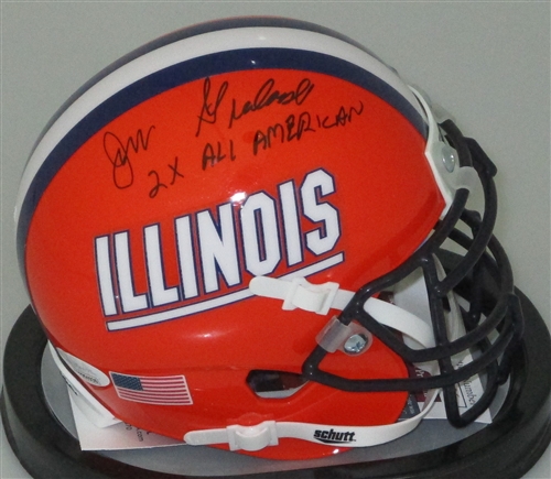JIM GRABOWSKI SIGNED ILLINOIS FIGHTING ILLINI ORANGE MINI HELMET W/ 2 X AA - JSA