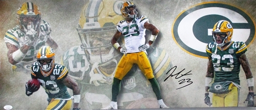 JAIRE ALEXANDER SIGNED 13X31 STRETCHED CUSTOM PACKERS CANVAS COLLAGE - JSA JAIRE ALEXANDER SIGNED 13X31 STRETCHED CUSTOM PACKERS CANVAS COLLAGE - JSA