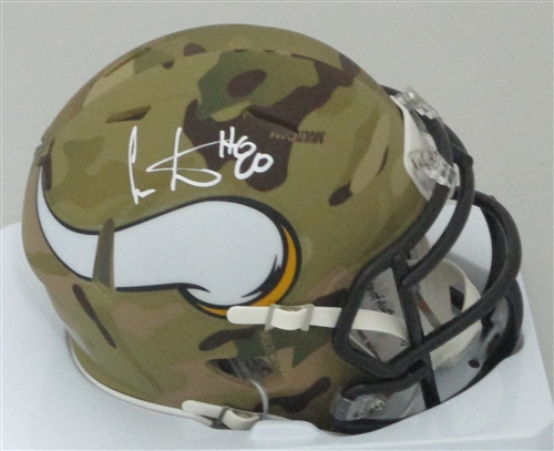 CRIS CARTER SIGNED VIKINGS CAMO MINI HELMET