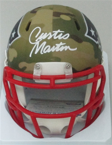 CURTIS MARTIN SIGNED PATRIOTS CAMO MINI HELMET - PSA