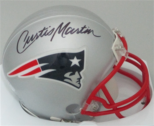 CURTIS MARTIN SIGNED PATRIOTS MINI HELMET - PSA