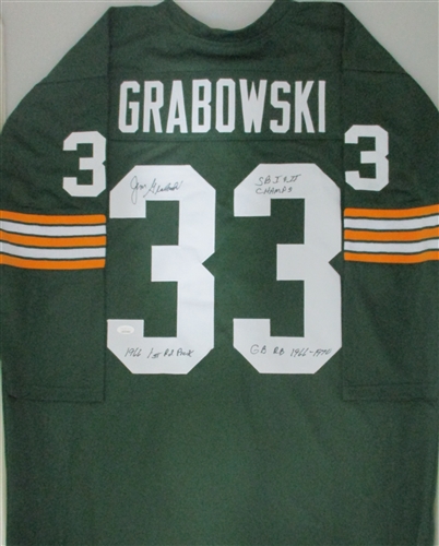 JIM GRABOWSKI SIGNED PACKERS CUSTOM REPLICA GREEN JERSEY W/ SCRIPTS - JSA