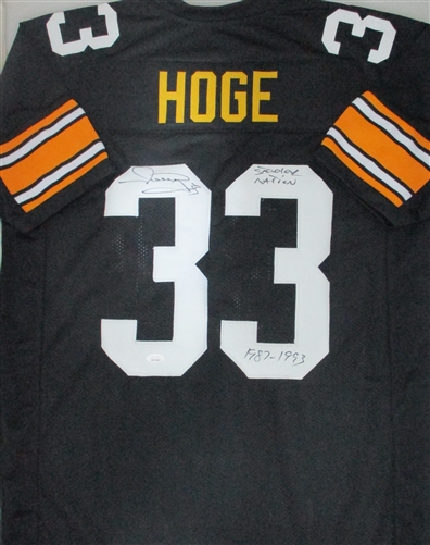 MERRILL HOGE SIGNED STEELERS CUSTOM REPLICA BLACK JERSEY W/ SCRIPT - JSA