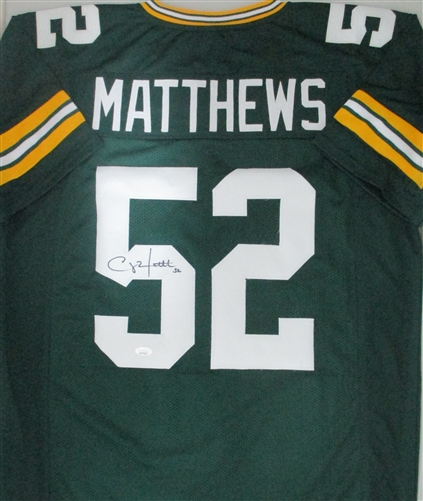 CLAY MATTHEWS SIGNED CUSTOM REPLICA PACKERS GREEN JERSEY - JSA