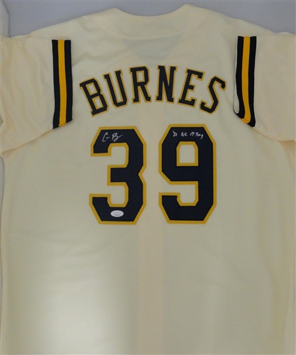 CORBIN BURNES SIGNED CUSTOM REPLICA BREWERS CREAM JERSEY W/ CY YOUNG - JSA CORBIN BURNES SIGNED CUSTOM REPLICA BREWERS CREAM JERSEY W/ CY YOUNG - JSA